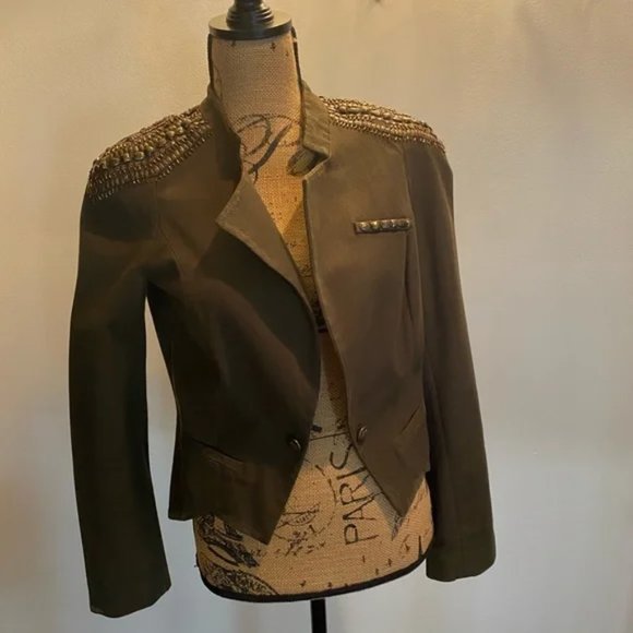 New LaROK Luxe corporal military embellished shoulder padded epaulette blazer